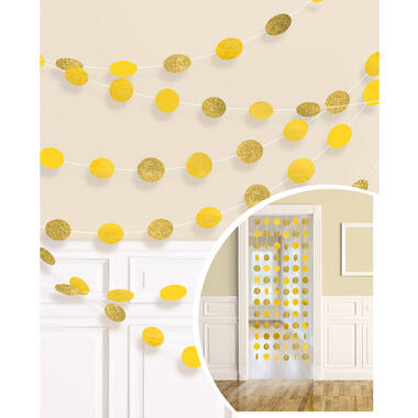 6 String Decorations Glitter Frosty White Foil 213 cm