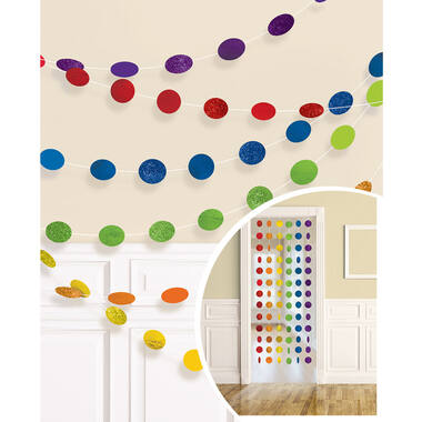 6 String Decorations Glitter Rainbow Foil 213 cm