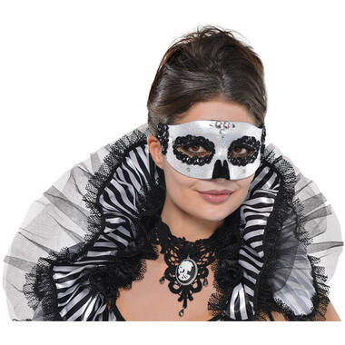 Mask Venetian Skull Black & Bone One Size