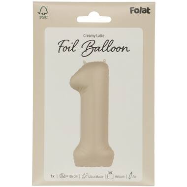 Folieballon cijfer Creamy Latte