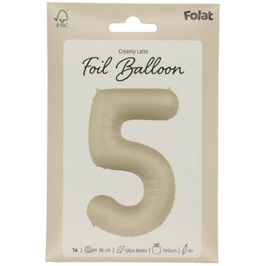 Folieballon cijfer Creamy Latte