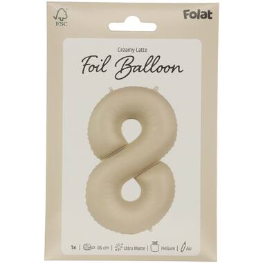 Folieballon cijfer Creamy Latte