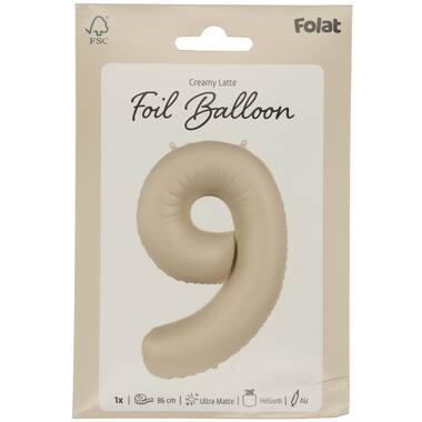 Folieballon cijfer Creamy Latte