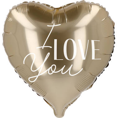 Foil Balloon - Shape - Heart - ‘I love you’ - Gold - 98x98 cm