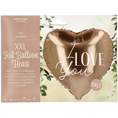 Foil Balloon - Shape - Heart - ‘I love you’ - Gold - 98x98 cm