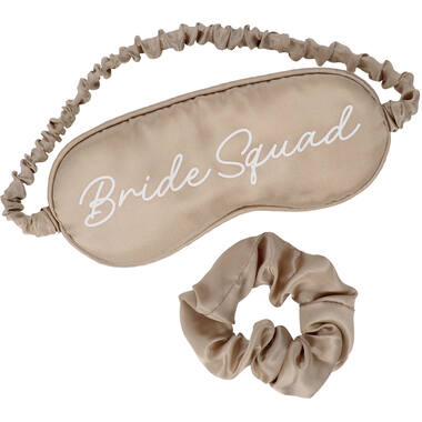 Sleep Mask & Scrunchie - Bride Squad - Wedding - Cream