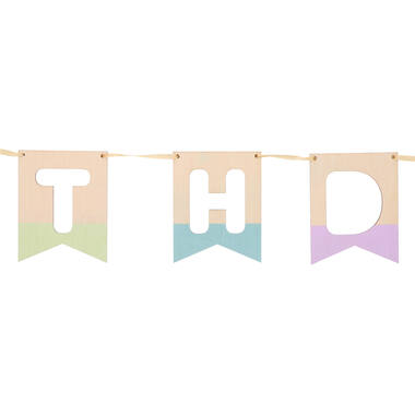 Flag Banner - HAPPY BIRTHDAY - Dreamy Pastels - Wood - 4 metres
