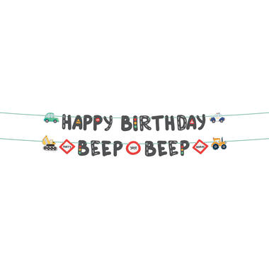 Letter Banner Set - Happy Birthday - Wacky Wheels - 1.5 meter