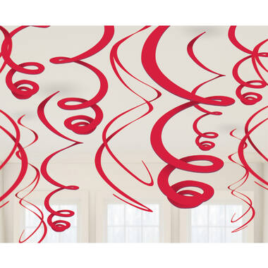 12 Swirl Decorations Apple Red Foil 55.8 cm