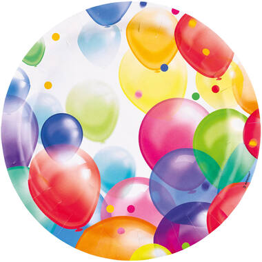8 Plates Balloons Round Paper 23 cm