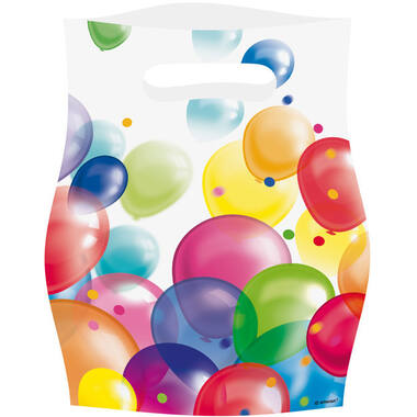 8 Party Bags Balloons Plastic 23.4 x 16.2 cm