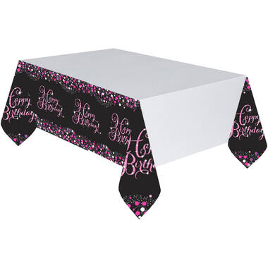 Tablecover Happy Birthday Sparkling Celebrations Plastic Pink 120 x 180 cm