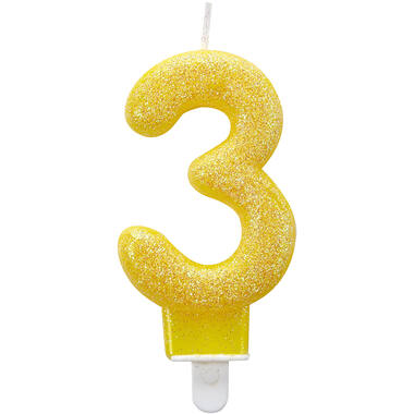 Number Candle 3 Glitter Height 7.6 cm