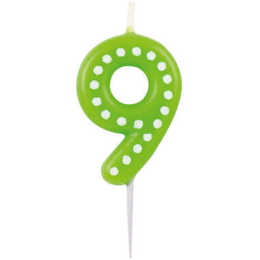 Numeral Candle 9 Dots & Stripes Height 6.5 cm
