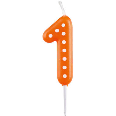 Numeral Candle 1 Dots & Stripes Height 6.5 cm