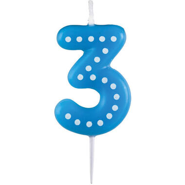 Numeral Candle 3 Dots & Stripes Height 6.5 cm