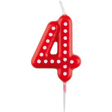 Numeral Candle 4 Dots & Stripes Height 6.5 cm