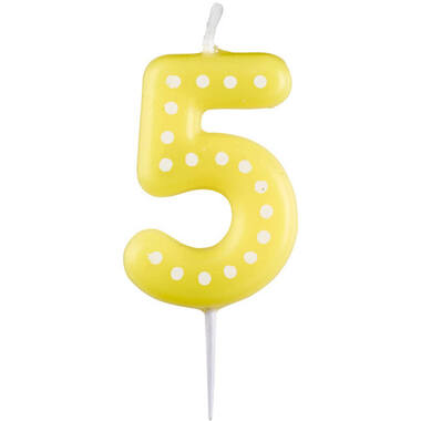 Numeral Candle 5 Dots & Stripes Height 6.5 cm