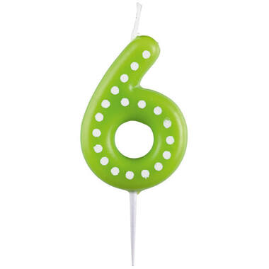 Numeral Candle 6 Dots & Stripes Height 6.5 cm