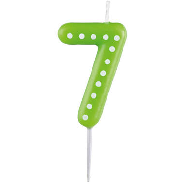 Numeral Candle 7 Dots & Stripes Height 6.5 cm