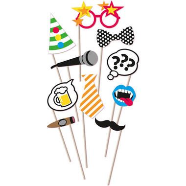 Photo Booth Kit Party Paper / Wood 10 Pieces 26 x 15.9 cm