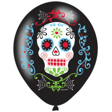 6 Latex Balloons Day of the Dead 27.5 cm / 11"