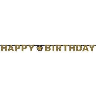 Letter Banner Sparkling Celebrations Gold Happy Birthday Foil 213 x 16.2 cm