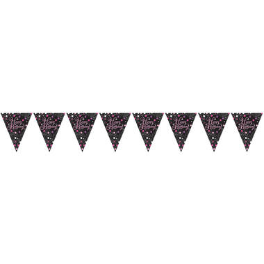 Pennant Banner Sparkling Celebrations Pink Happy Birthday Foil 396.2 x 21.5 cm