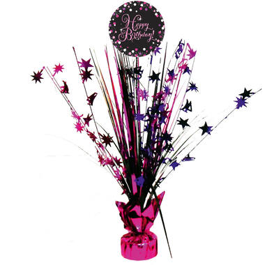 Spray Centrepiece Sparkling Celebration - Pink Happy Birthday Foil / Paper 45.7 cm