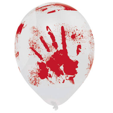 6 Latex Balloons Bloody Hand 25.4 cm / 10"