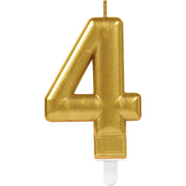 Number Candle 4 Sparkling Celebrations Gold Height 9.3 cm