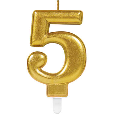 Number Candle 5 Sparkling Celebrations Gold Height 9.3 cm