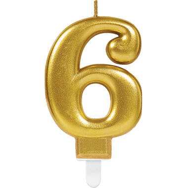 Number Candle 6 Sparkling Celebrations Gold Height 9.3 cm