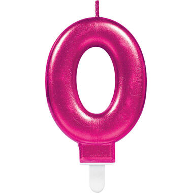 Number Candle 0 Sparkling Celebrations Pink Height 9.3 cm
