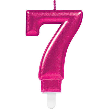 Number Candle 7 Sparkling Celebrations Pink Height 9.3 cm