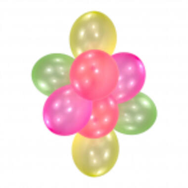 8 Latex Balloons Neon assorted 25.4 cm/10"