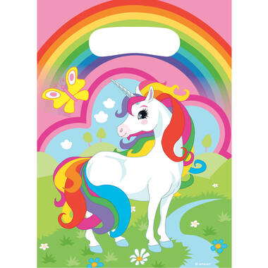 8 Party Bags Unicorn Plastic 23.4 x 16.2 cm
