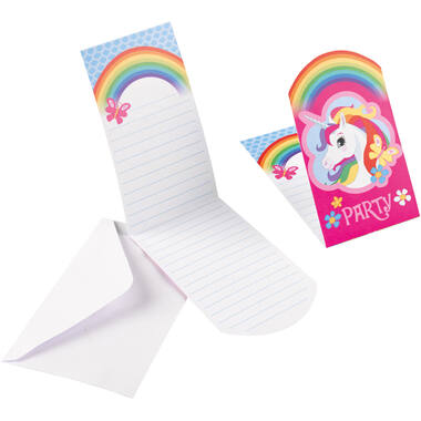 8 Invitations & Envelopes Unicorn Paper 8 x 13.9 cm