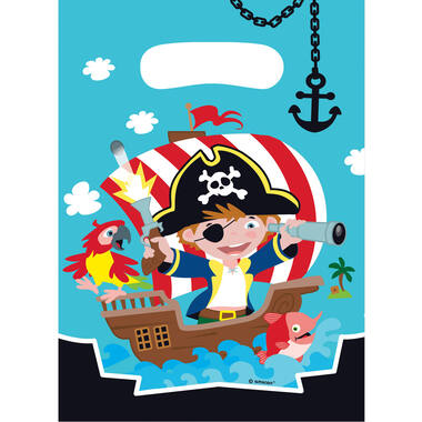 8 Party Bags Pirate Plastic 23.4 x 16.2 cm