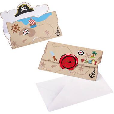 8 Invitations & Envelopes Pirate Paper 7.9 x 14.1 cm