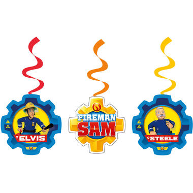 6 Swirl Decorations Fireman Sam 2017 Foil / Paper 61 cm