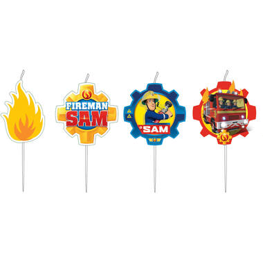 4 Mini Character Candles Fireman Sam 2017 Height 7.3 cm