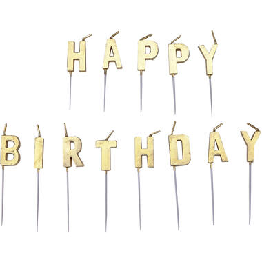 13 Letter Candles Happy Birthday Gold Height 6 / 7.7 cm