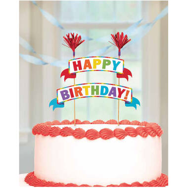 Cake Decoration Pennant Banner Paper / Wood Rainbow 15 x 20 cm