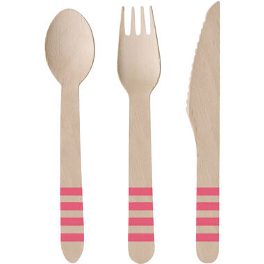 Cutlery Flamingo Paradise Wood (8 Knives, 8 Spoons, 8 Forks) 16.5 cm / 15.9 cm / 15.8 cm