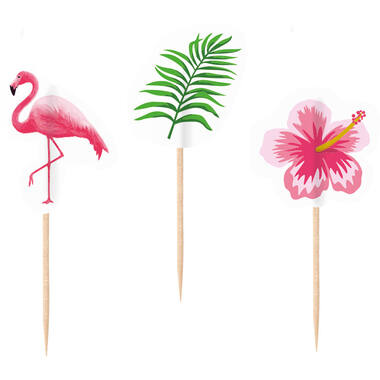 20 Picks Flamingo Paradise Wood 7.5 cm