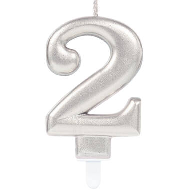 Number Candle 2 Sparkling Celebrations with Holder Silver Wax / Plastic Height 9.3 cm