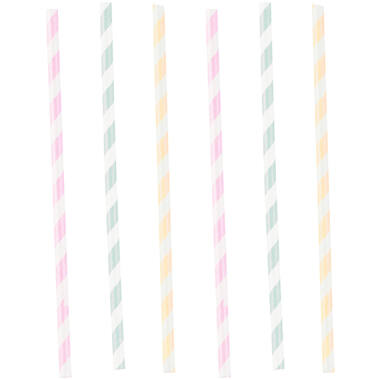 12 Drinking Straws Happy Birthday Pastel Paper 19.7 cm