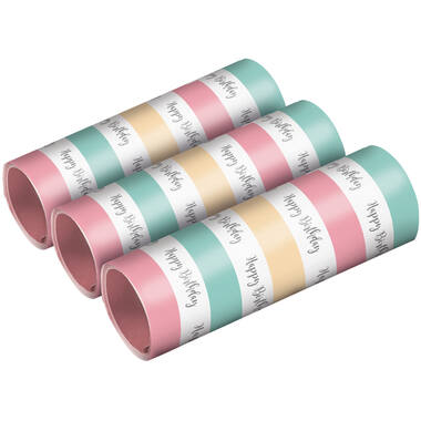 3 Streamers Happy Birthday Pastel 1.4 x 400 cm
