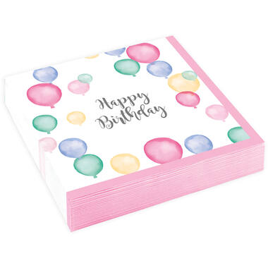 20 Napkins Happy Birthday Pastel 25 x 25 cm